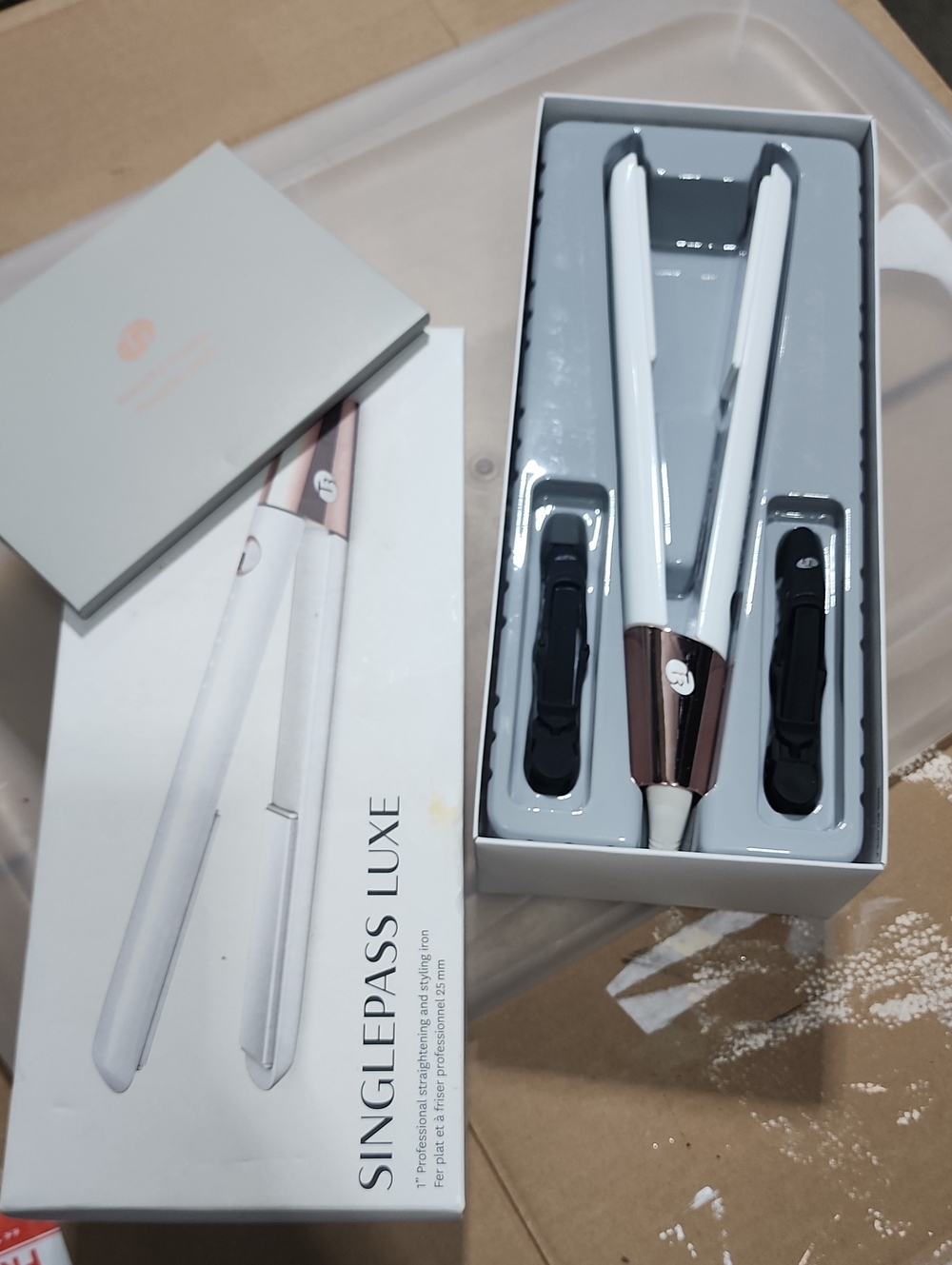 SinglePass Luxe White and Rose Gold Hair Straightener - Professional Flat Iron